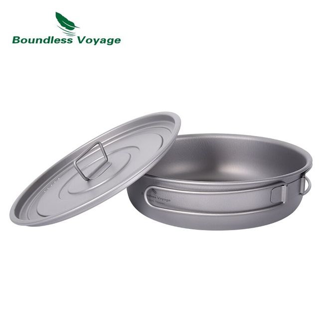 Boundless Voyage Non-stick Frying Pan Titanium Skillet Camping Pan Outdoor  Ultralight Hiking Plate Dish Bowl with Folding Handle