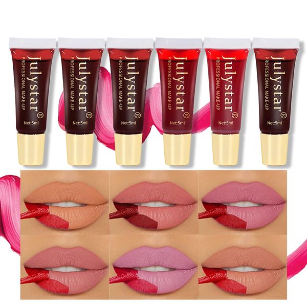 CHSEEO Peel Off Lip Stain Long Lasting Waterproof Kit, 6 Pcs Tattoo Magic Color Lip Gloss Sets Sets, Peel Away Lip Colorful Glossy Lipstick Makeup Cosmetic Gift Set for Girl Women #4