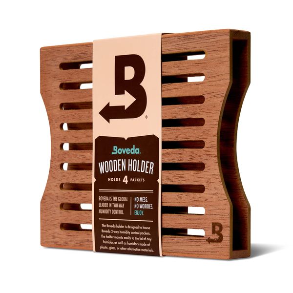 Boveda Cedar Wooden Humidity Pack Holder for Cigar Humidor - for Use with Four Size 60 Boveda Side-by-Side (Sold Separately) - Includes Magnetic and Removable Tape Mounting Kits – 1 Count