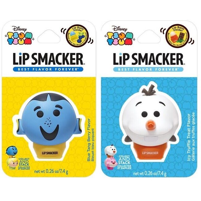 Lip Smacker Tsum Tsum Lip Balm, Dory Blue Tang Berry& Olaf Icy Truffle Treat 2PK