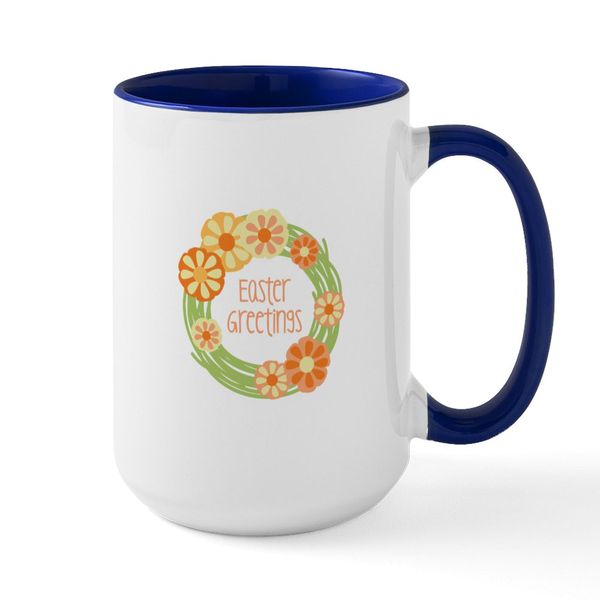 CafePress Easter Greetings Mugs 15 oz (444 ml) Ceramic Coffee Mug