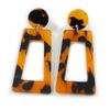 Tortoise Shell Effect Black/Brown Geometric Acrylic Drop Earrings - 90mm Total Length