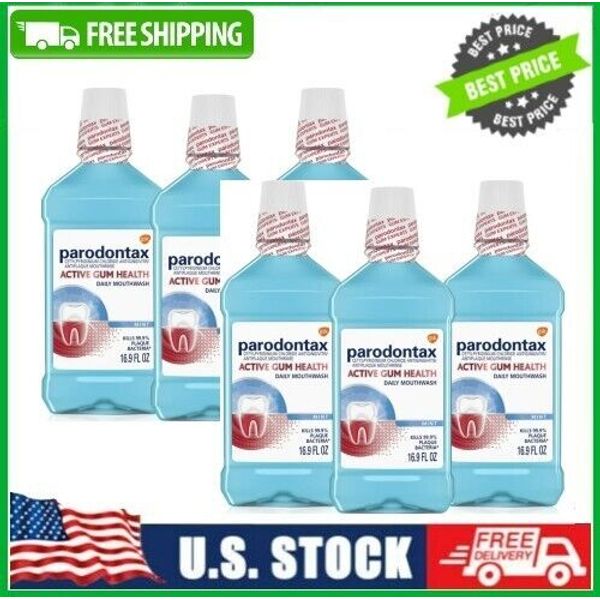 6 Pack Parodontax Active Gum Health Mouthwash for Adults, Mint Flavor, 16.9fl oz