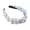 VOCOSTE Light Blue Headband Full of Diamonds Knot Women Fashion Pleated Headband Versatile Outer Hair Accessories 1pc