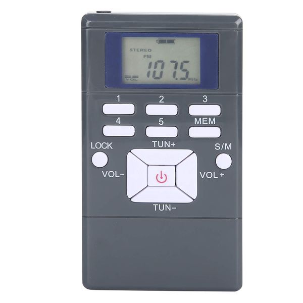 PUSOKEI Tragbares FM-Taschenradio, -Digital-Tuning-FM-Stereoradio, Betrieben mit 2 AAA-Batterien, mit LCD-Display, Kopfhörer, für Spaziergänge/Joggen/Fitness/Camping(Dunkelgrau)