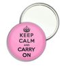 Pink Keep Calm and Carry On - 77mm Round Compact Mirror