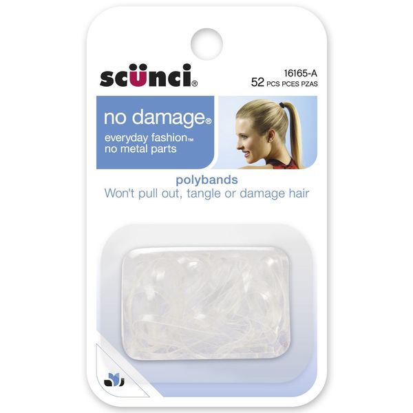 Scunci 1616503a048 Clear No Damage® Poly Bands™ 52 Count