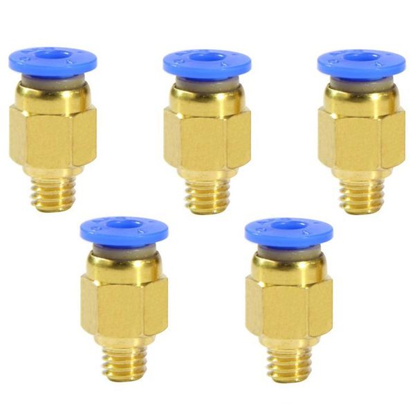 [EMY] 3D Printer PC4-M6 Straight Pneumatic Connector Tube, One-Touch Fitting, For Filaments, PTFE Joint Diameter 0.2 inch (4 mm), RepRap, Set of 5