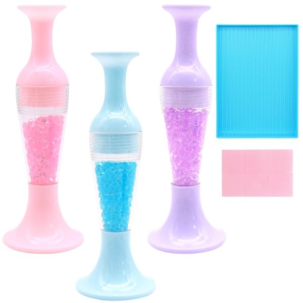 HVIHWI 3 Pcs Diamond Art Pens, Diamond Drawing Tools, Diamonds Paintings Pens Tools, DIY Diamond Art Accessories Pens, Vase Shape 5D Diamond Tip Drilling Pen Tool for DIY Rhinestone Nail Gem Crafts