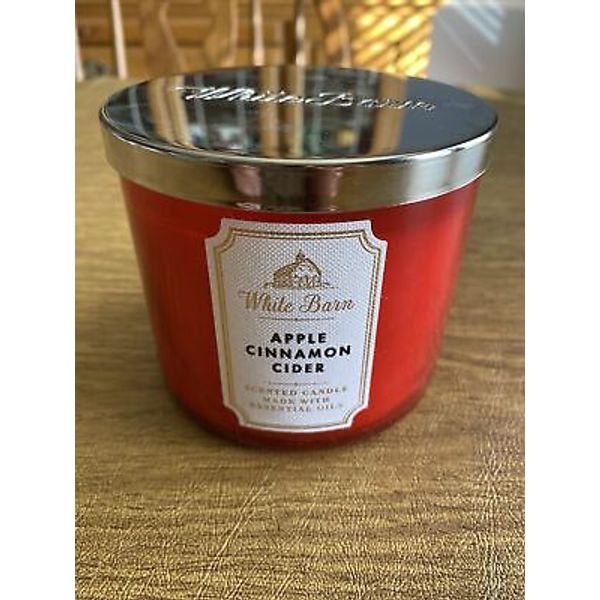 NEW Bath And Body Works White Barn “Apple Cinnamon Cider” 3 Wick 14.5oz Candle