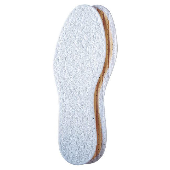 Pedag Washable Summer Pure Cotton Terry Barefoot Insole, White, US L9/M6/EU 39, (Pack of 1)