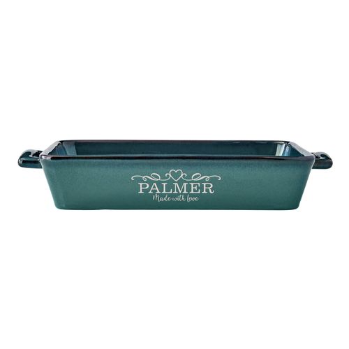 Let's Make Memories Personalized Made With Love Stoneware Lasagna Dish - Cookware - For Her - Teal