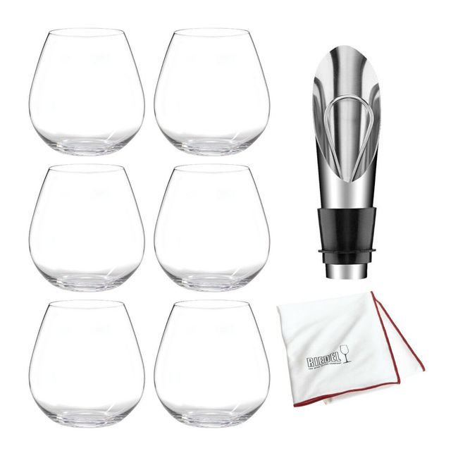 Riedel O Wine Tumbler Pinot Noir Nebbiolo 6 Pack with Cloth Bundle