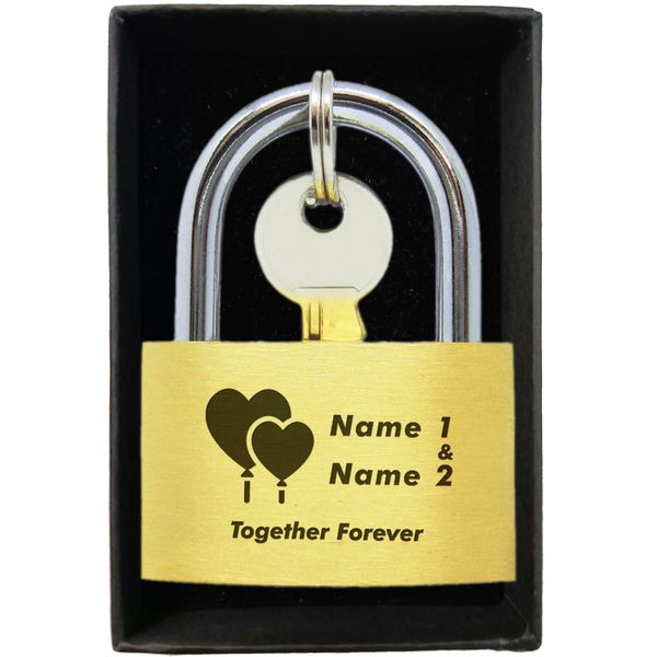 Engraved Padlock Personalised Love Lock Padlock with Key Personalised Gifts for Couples Lover Anniversary Wedding Gifts Love Lock with Gift Box for Travel Trip Valentines(Love Balloons)