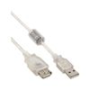 InLine 34603Q USB 2.0 Verlängerung, Stecker / Buchse, Typ-A, transparent, mit Ferritkern, 3m