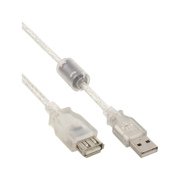 InLine 34603Q USB 2.0 Verlängerung, Stecker / Buchse, Typ-A, transparent, mit Ferritkern, 3m