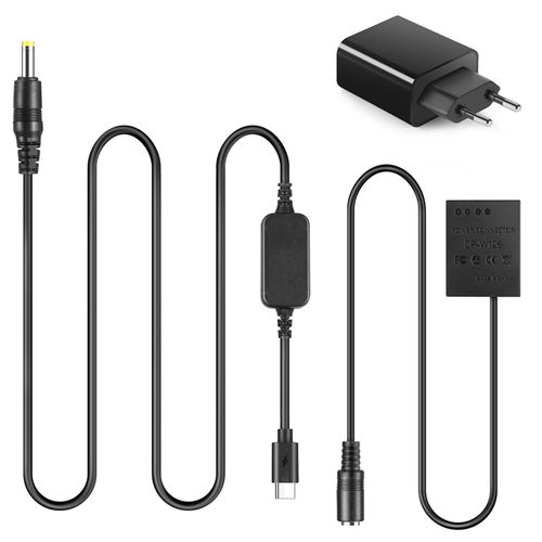 CP-W126 USB-C Adapter Power Cord DC Coupler PD Adapter Kit Replacement NP-W126 NP-W126s Battery for Fujifilm X100F X100V X-S10 X-Pro3 X-E3 X-A2 X-A5 X-A7 X-T1 X-T2 X-T3 X-T4 X-T20 X-T100 X-T200