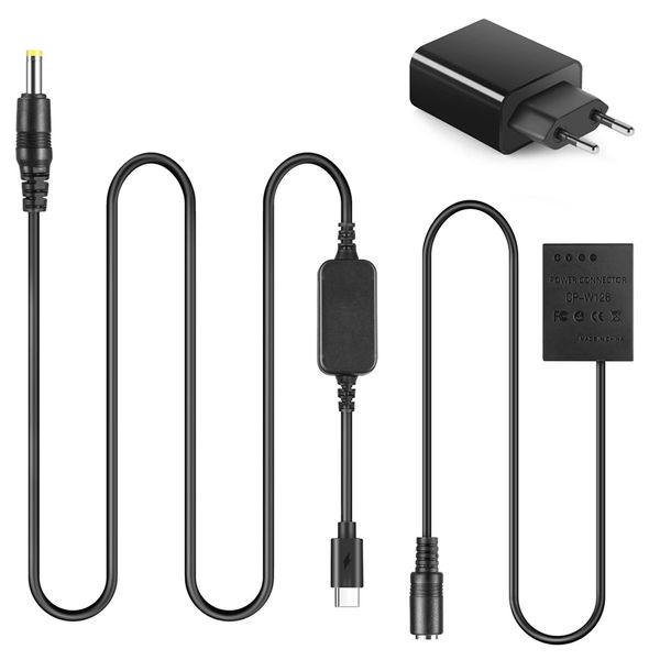 CP-W126 USB-C-Adapter Netzkabel DC-Koppler PD-Adapter-Kit Ersatz NP-W126 NP-W126s Batterie für Fujifilm X100F X100V X-S10 X-Pro3 X-E3 X-A2 X-A5 X-A7 X-T1 X-T2 X-T3 X-T4 X-T20 X-T100 X-T200 Kameras