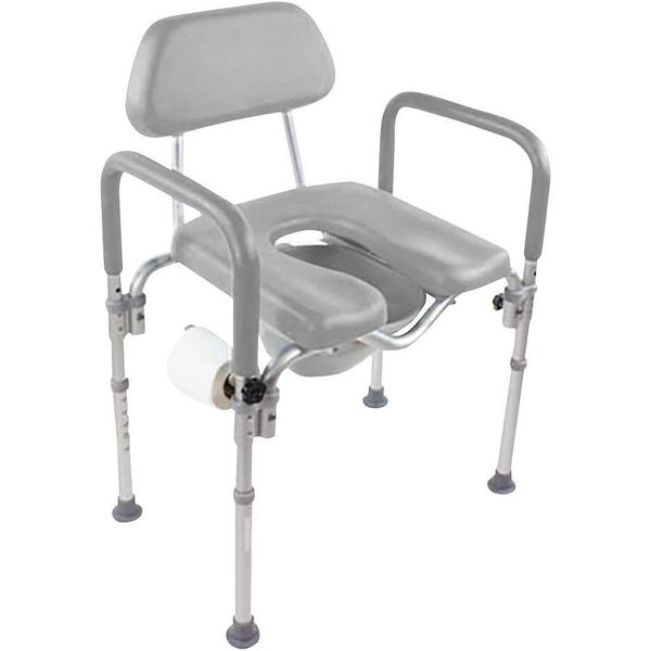 Dignity Ultra-Premium Padded Commode Shower Chair, Raised Toilet , Gray