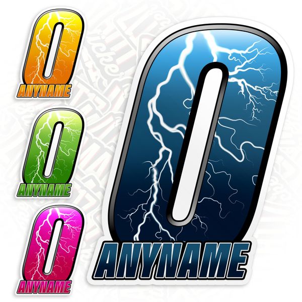 Custom Racing Decal Sticker Personalized Durable Motocross Race Numbers & Text Stickers Motorbike Water Bottles, Cars, Rc Car, Motorcycles, Dirt Bikes Decal (Racing Lightning Name Number)