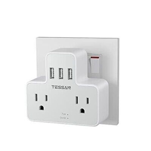 US to UK Plug Adapter TESSAN Type G Power Converter with 2 Outlets 3 USB Charger