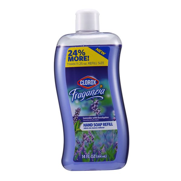 Clorox Fraganzia Liquid Hand Soap Lavender with Eucalyptus Scent Value Size | 14 oz Lavender Liquid Hand Soap | Liquid Hand Soap Removes Dirt, Soft on Hands Tough on Dirt