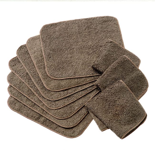 Hotel Handkerchief, Set of 10, Handkerchief Towel, Made in Japan, Senshu Towel (Approx. 7.9 x 7.9 inches (20 x 20 cm), Dark Brown