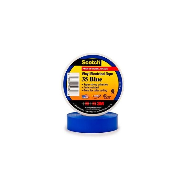 Scotch Vinyl Color Coding Electrical Tape 35, 1/2 in x 20 ft, Blue