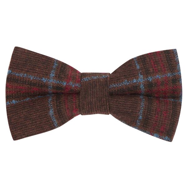 King & Priory Rust Brown & Red Check Bow Tie, Tweed, Tartan, Plaid