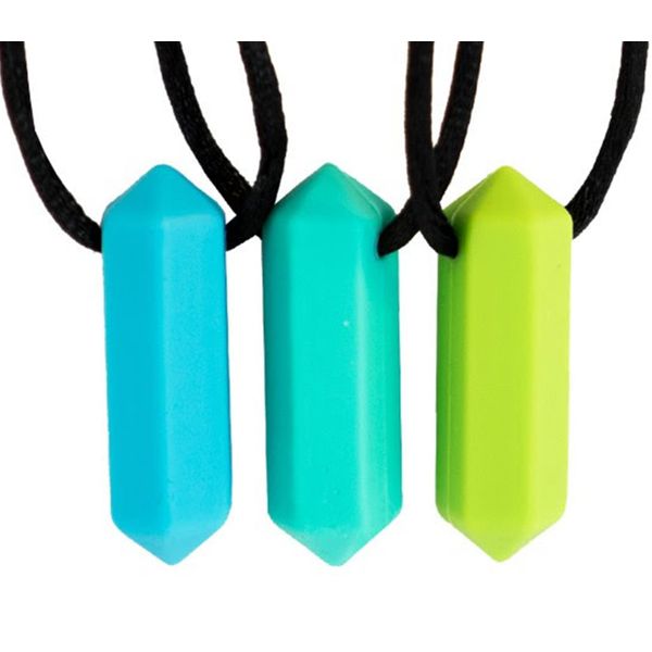 Tilcare Chew Chew Crayon Sensory Necklace Set – Best for Autism, Biting and Teething Kids – Perfectly Textured Silicone Chewy Toy - Chewing Pendant for Boys & Girls - Chew Necklaces