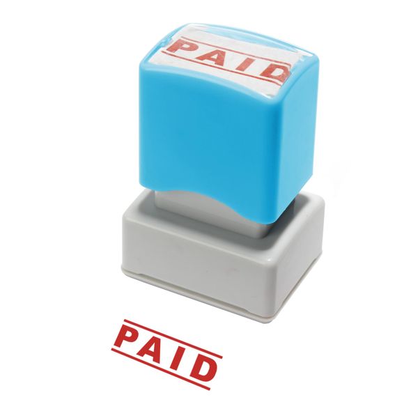 WAFJAMF Paid Stamp–Pre-Inked Message Stamp Self Inking Rubber Stamp Red Ink-Medium