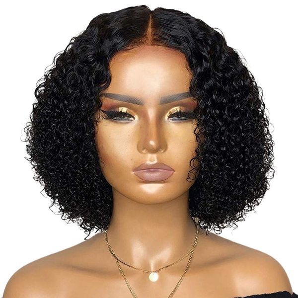 Hair Wig, Lace Front Hair Wig, Middle Part Curly Lace Closure Wig, Short Wigs, Wigs for Black Women Human Hair, Curly Wig