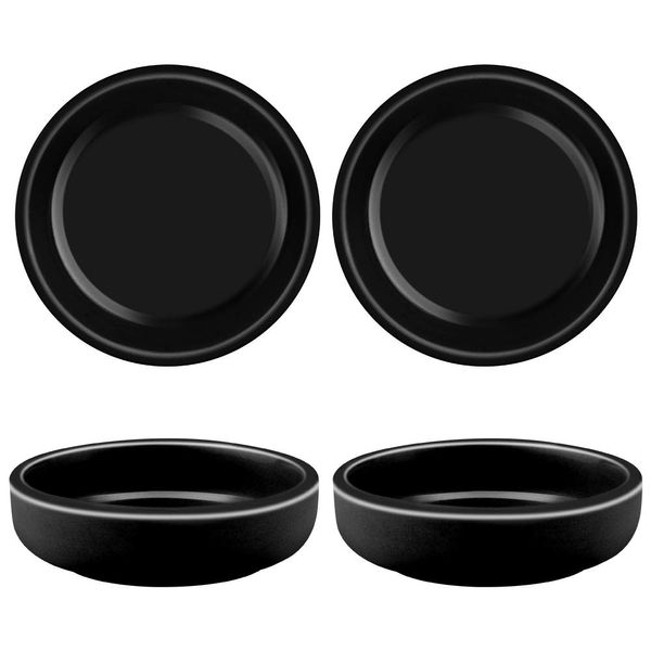 Cyimi 3.5" Ceramic Dipping Sauce Dishes Small Porcelain Soy Side Dish Sauce Bowls Black Dipping Bowls Dinnerware Sets Sauce Dessert Snack Serving Dishes Set of 4