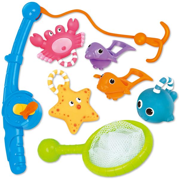 Bath Toy, Fishing Floating Bath Squirters Toy and Water Spoon with Organizer Bag(8 Pack), KarberDark Fish Net Game in Bathtub Bathroom Pool Bath Time for Kids Toddler Baby Boys Girls by KarberDark