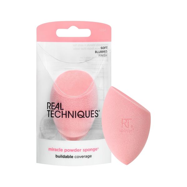 Real Techniques New Foam Technology Miracle Powder Sponge for Even Powder Application