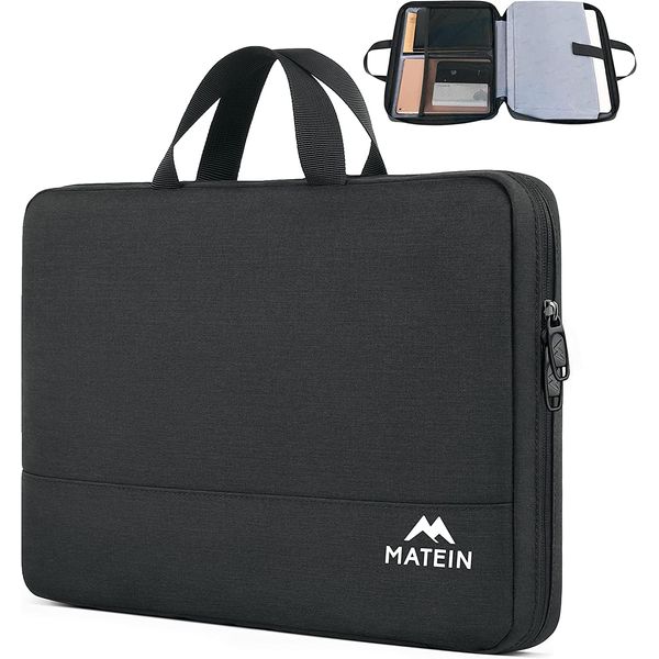 MATEIN Laptophülle 15,6 Zoll, Laptop Hülle Wasserdicht Laptoptasche Schutzhülle mit Griff, Laptop Sleeve Notebook PC Case für 15-15 6 Zoll Lenovo HP Acer Chromebook Dell, Schwarz