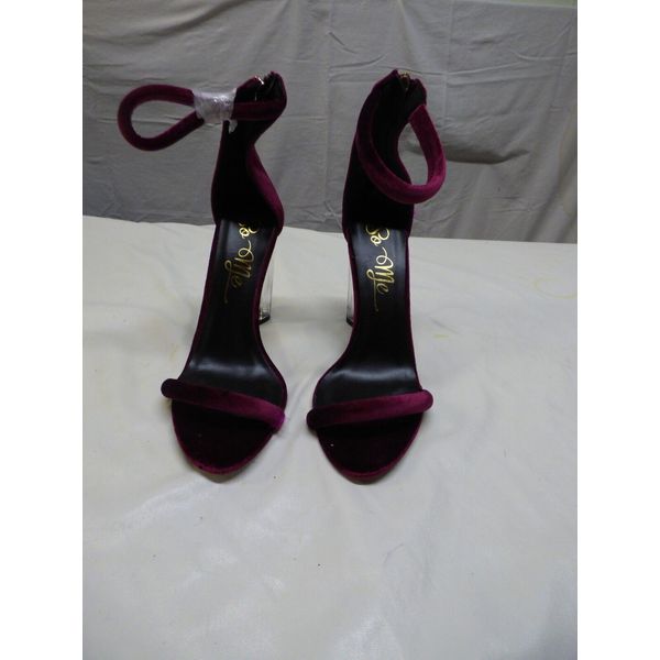 So Me  Women's Size 7.5M Shoes  Open Toe  High Heels ankle Strap  plum color