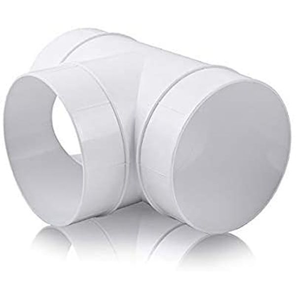 Fantronix 100 mm White PVC Pipe T Joint Ducting Connector for Round Plastic Tube 4 inch Tee Piece for Cooker Hood Extraction Whole House Ventilation Passive Stack Vent Bathroom Extractor Fan