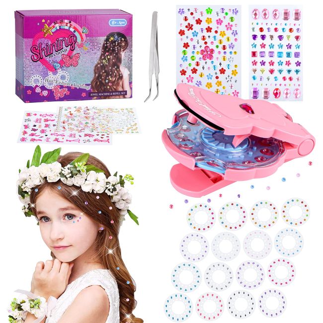 SEMKOTREE Hair Bedazzler Kit, Glitzersteine Maschine mit 420 , Bling Gems Stamper Glitter Machine, Haar Glitzer Gerät Strasssteine Gemstone Styler