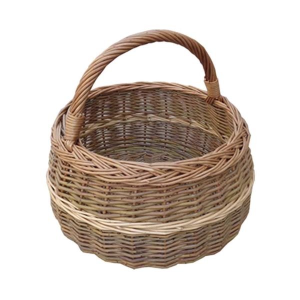 Red Hamper S065/HOME Small Round Wicker Shallow Shopping Basket