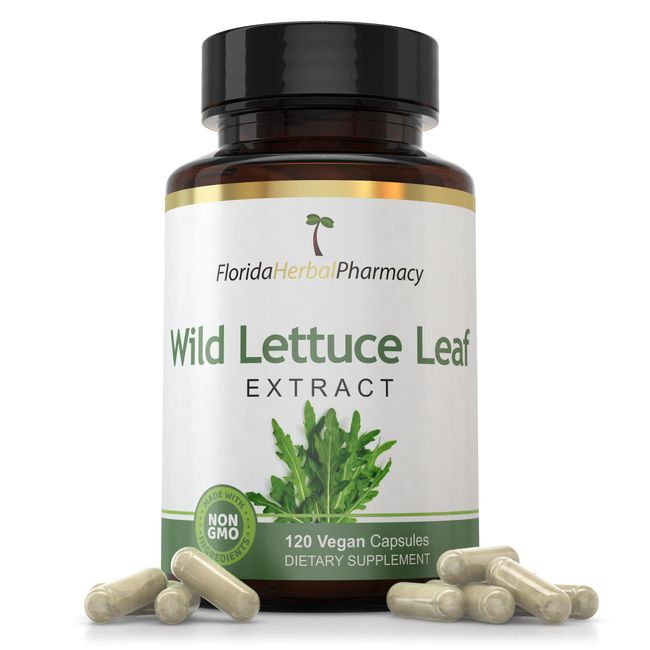Florida Herbal Pharmacy, Wild Lettuce Leaf Extract Capsules 10:1 (120 Capsules) 500 mg per Capsule, 1000 mg Serving