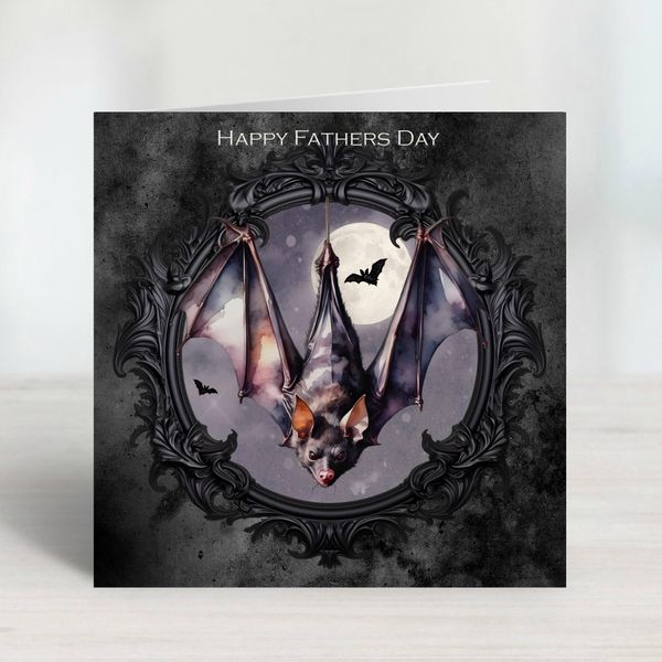 Black Hanging Bat Gothic style Fathers Day card