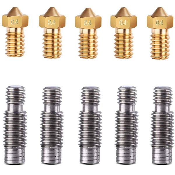 GOOMAND 3D Printer Nozzle, Printer Throat Tube, Genuine Parts, Brass 0.02 inch (0.4 mm), Tungsten Steel, 10 Pieces, Set of 10, Ender 3, S1 Pro, Etc., FDM 3D Printer Body Parts