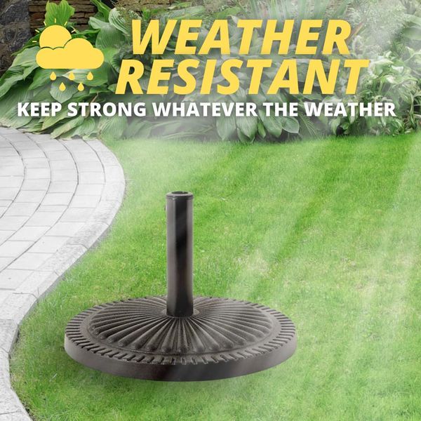 Garden Mile Decorative Garden Parasol Umbrella Base - Strong Stable Durable Weatherproof Traditional Adjustable Furniture Accessory - Umbrella Stand for Patio, Garden, Outdoor, Camping - Black (14Kg)