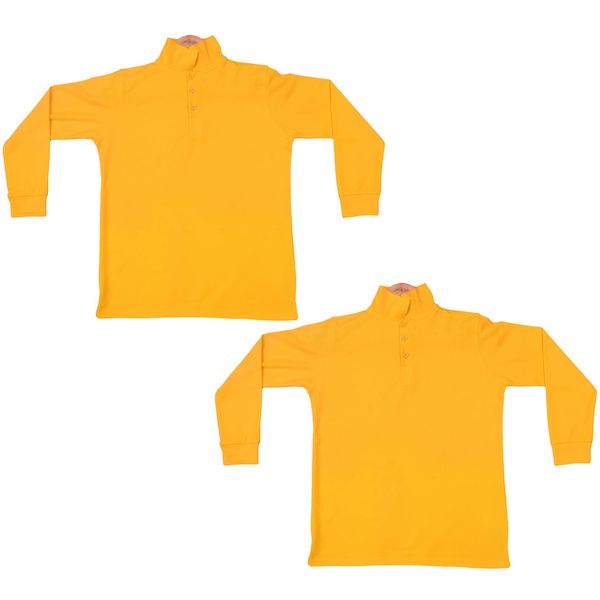 Bahob® 2 Pack Boys Girls School Uniform Polo Shirt Childrens Plain Long Sleeve Polo Shirt PE Top 5-14 Years (Yellow,11-12 Years)