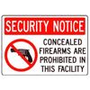 Concealed Firearms Prohibited Sign