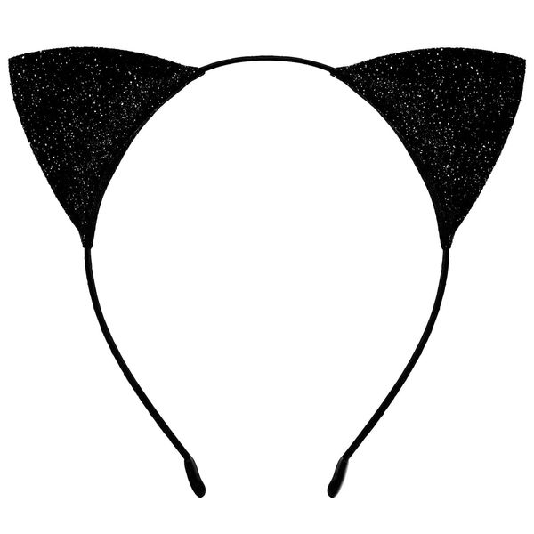 BAINFE Cat Ears Headband Black Glitter Cat Hairband for Girls Women Halloween Headbands Cat Women Headbands Costume Hair Accessories for Kids Adults