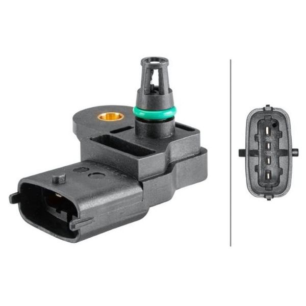 HELLA 6PP 358 152-321 Sensor, boost pressure - 4-pin connector - Bolted