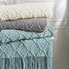 BOURINA Throw Blanket Textured Solid Soft Throws and Blankets for Sofa or Bed Knitted Decorative Blanket 127x178cm Light Grey