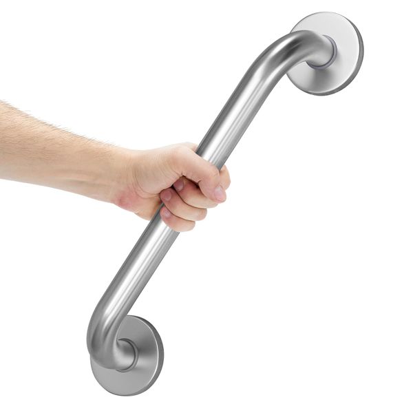 AmazerBath Shower Grab Bars for Seniors Anti Slip, Bath Safety Grab Bar for Needy, Stainless Steel Bathroom Safety Grab Bars, Thickened Bar Bigger Base Holds 500LBS, 16"L x 1.25"D, Brushed Nickel